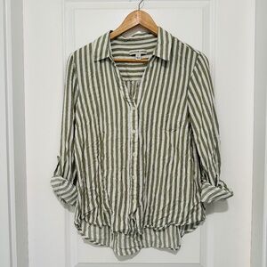 Alexander Jordan | Women’s Size Large White Green Stripe Long Sleeve Button Up